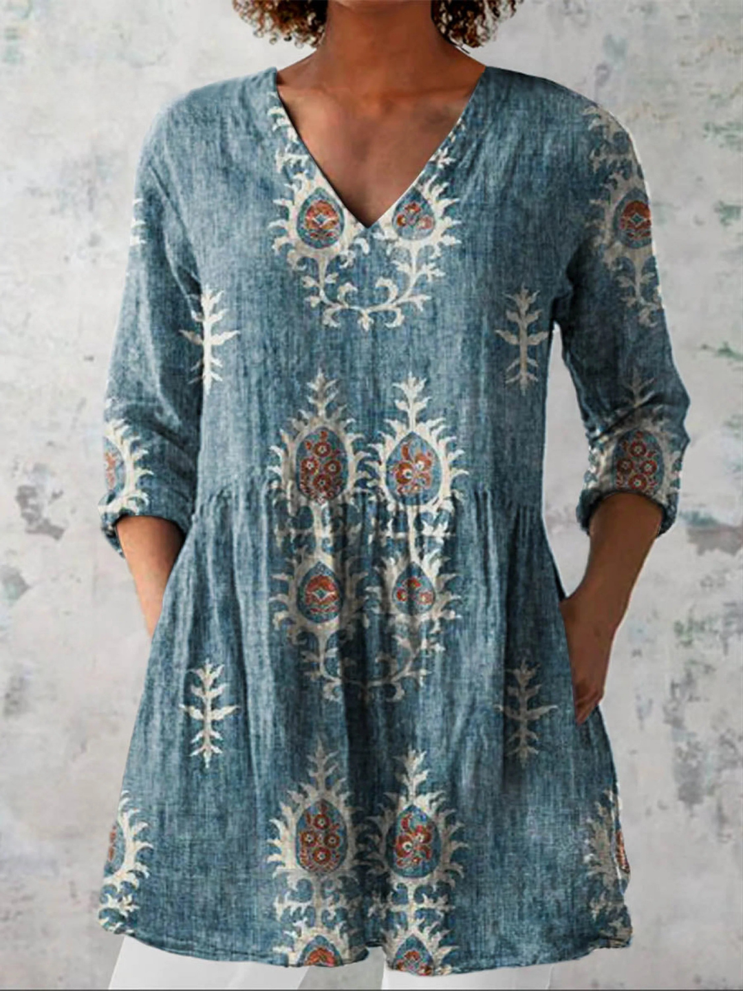 Blair | Blusa Larga Étnica Block Print