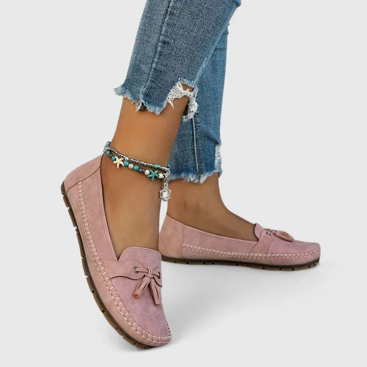 Emmaleigh | Mocasines Ortopédicos con Lazo y Pompones - Gris
