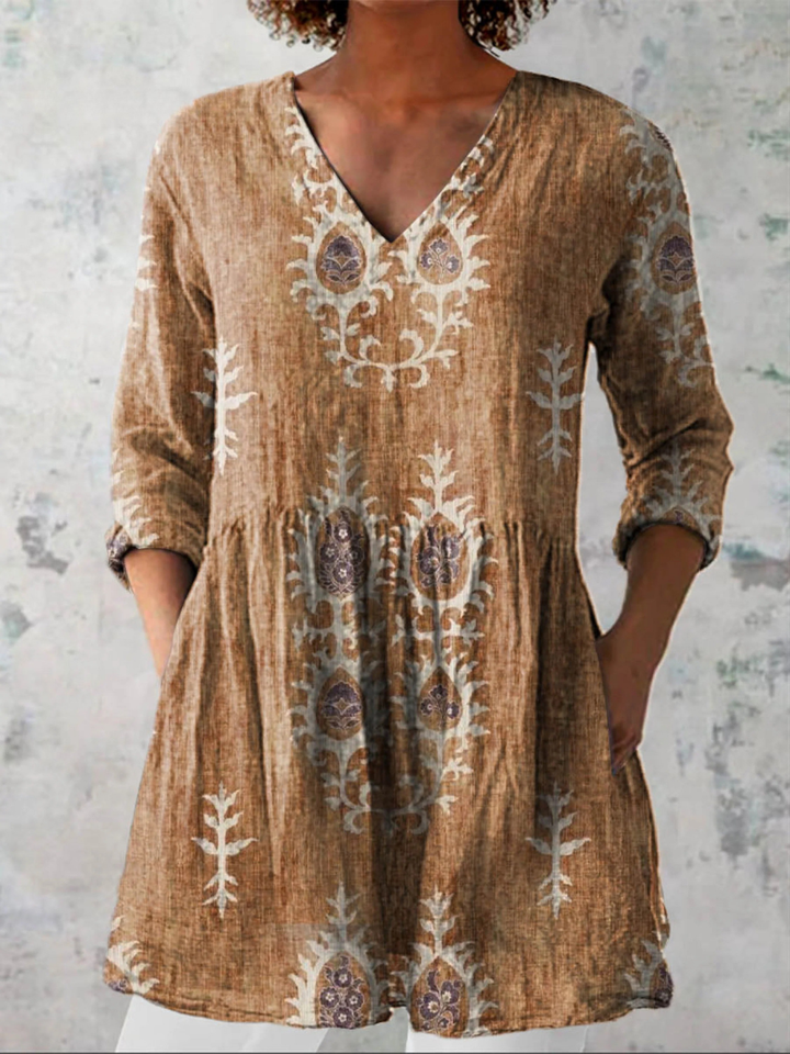 Blair | Blusa Larga Étnica Block Print