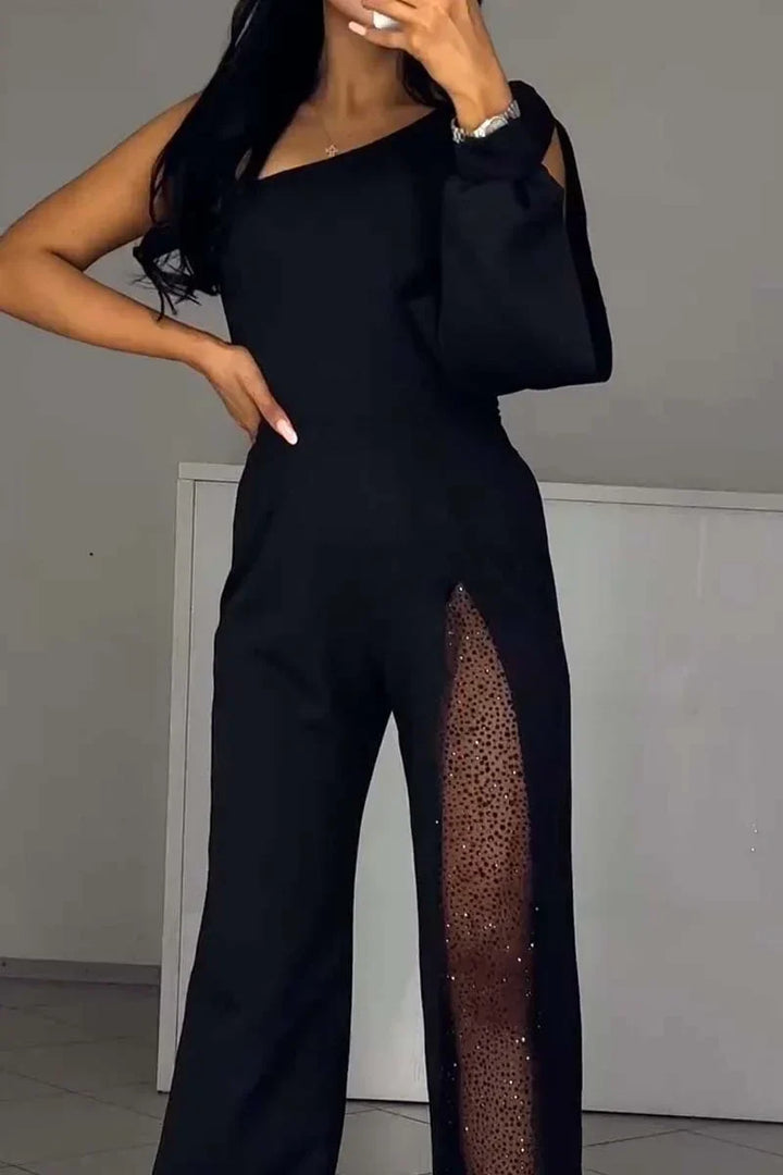 SELENA | Elegante mono asimétrico con abertura alta