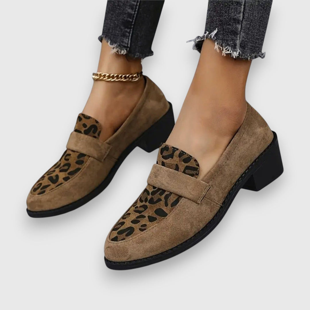 Brunika | Mocasines Cómodos con Estampado Leopardo - Marrón