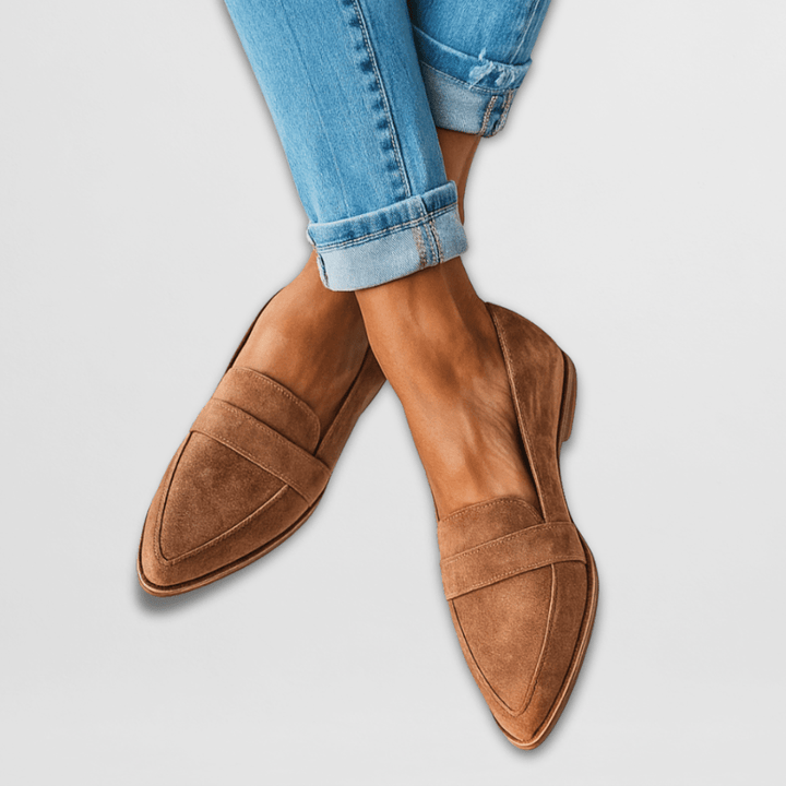 Helen | Mocasines Ortopédicos de Terciopelo - Marrón