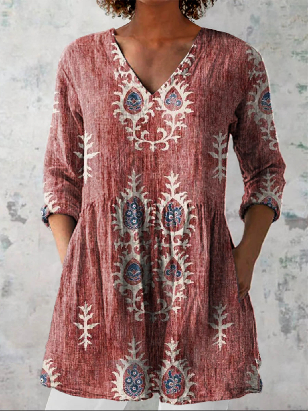 Blair | Blusa Larga Étnica Block Print