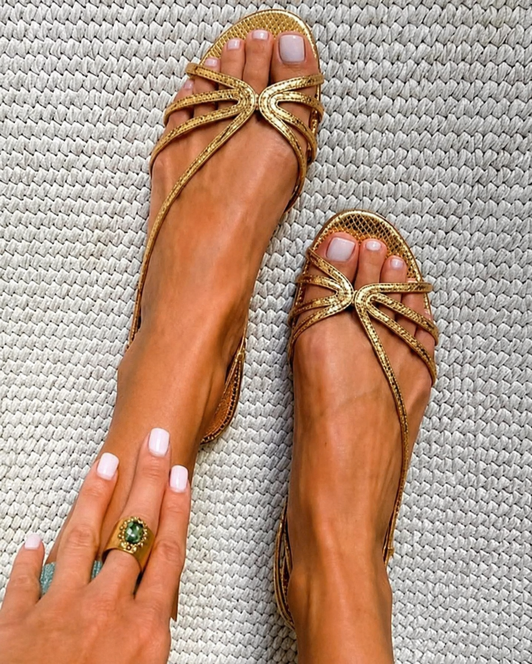 Ginevra | Sandalias Doradas Elegantes de Verano
