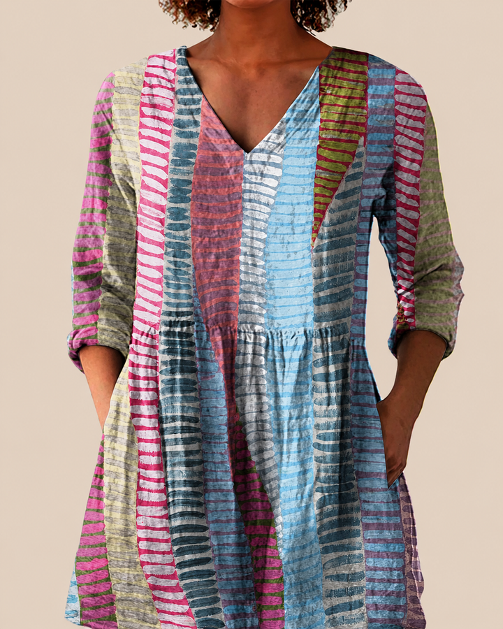 Noa | Blusa Larga Rayas Batik Multicolor