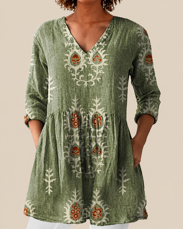 Blair | Blusa Larga Étnica Block Print