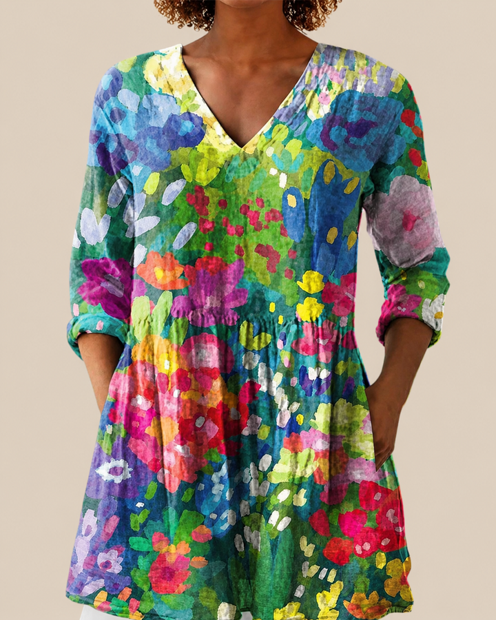 Eden | Blusa Larga Jardín Impresionista Multicolor