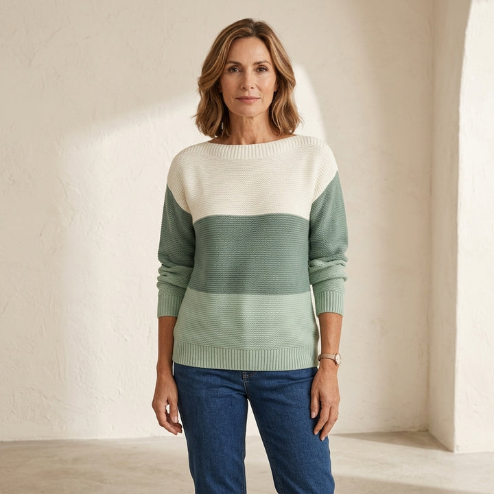 Clara | Elegante suéter de patchwork en tres colores