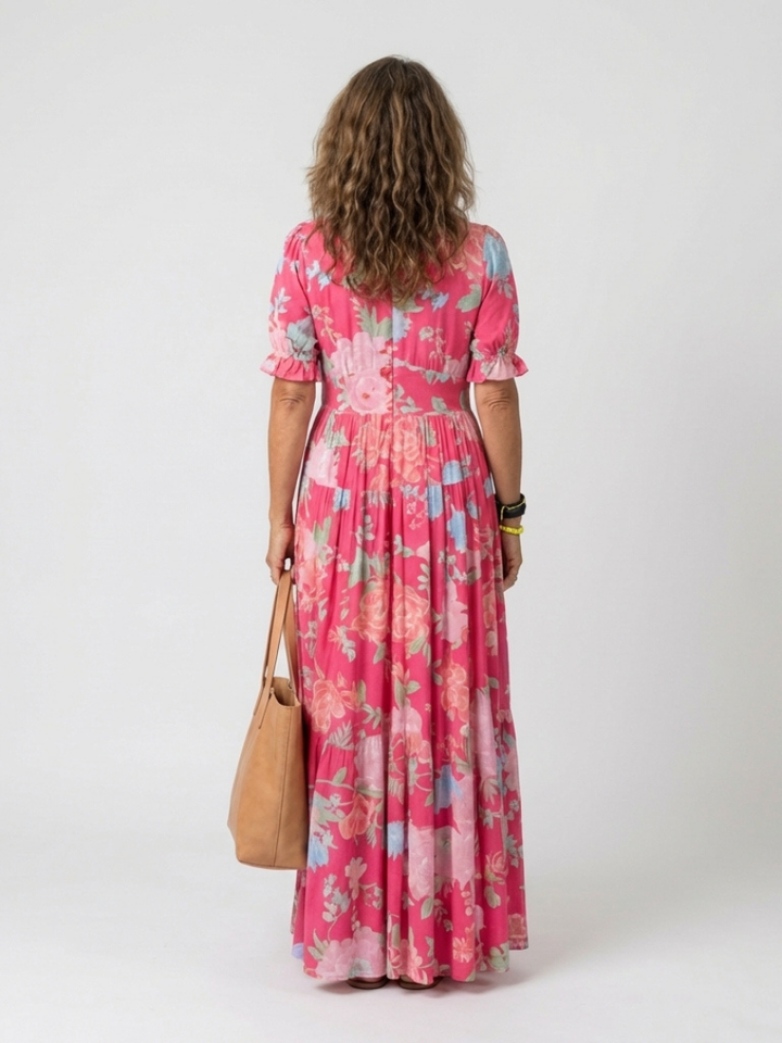 Vestido midi floral sin mangas con escote en V Ione - Juliaver Madrid (vista 3)