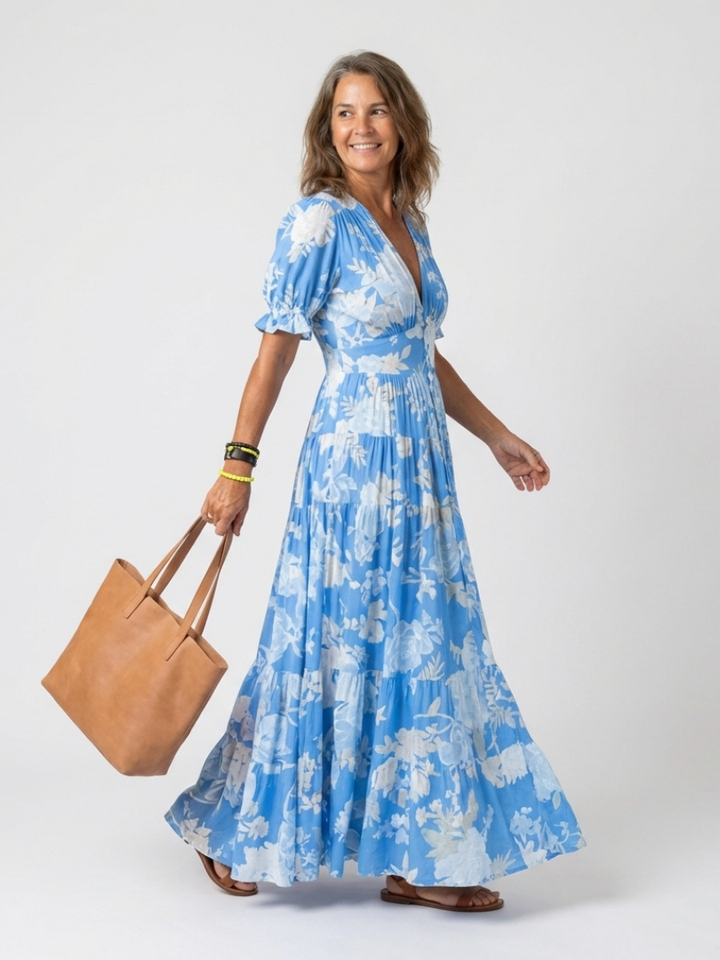 Vestido midi floral sin mangas con escote en V Ione - Juliaver Madrid (vista 5)