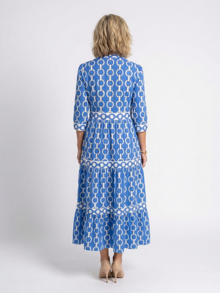 Vestido midi con mangas 3/4 y estampado de cadenas Ysolde - Juliaver Madrid (vista 3)