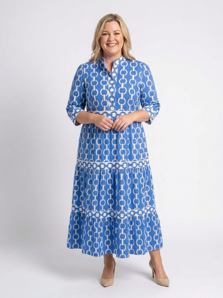 Vestido midi con mangas 3/4 y estampado de cadenas Ysolde - Juliaver Madrid (vista 4)