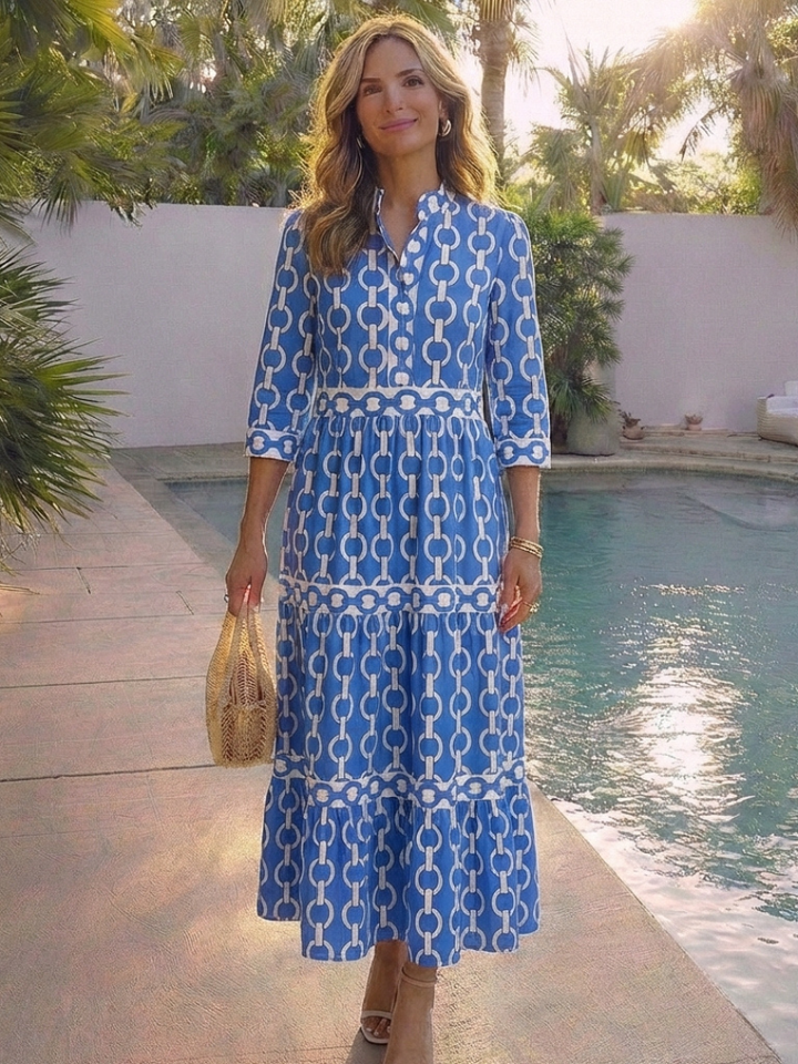 Vestido midi con mangas 3/4 y estampado de cadenas Ysolde - Juliaver Madrid (vista 6)