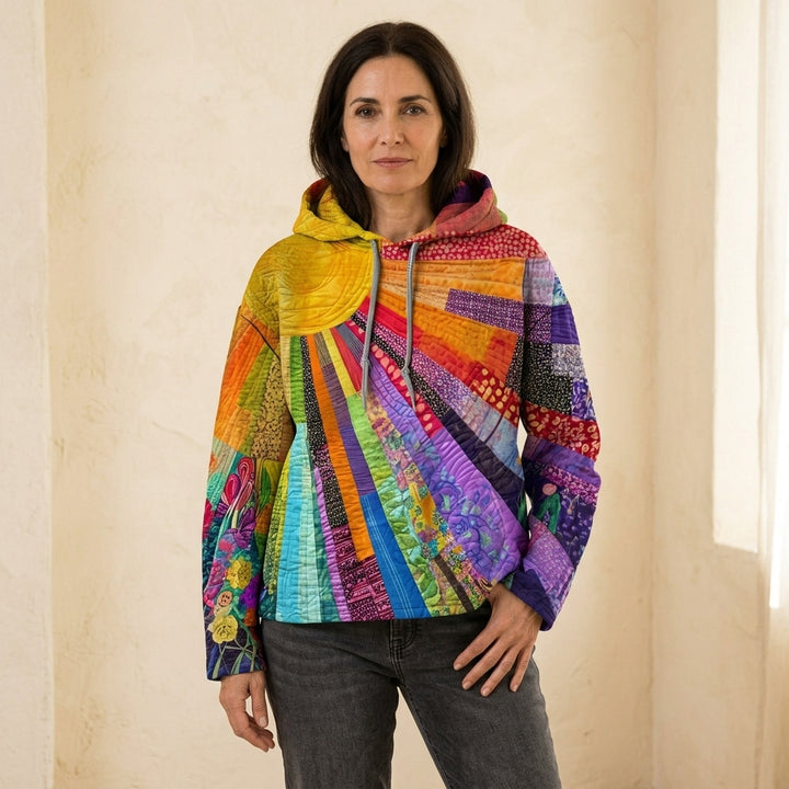 Laura | Sudadera Bohemia Relajada Multicolor de Parches