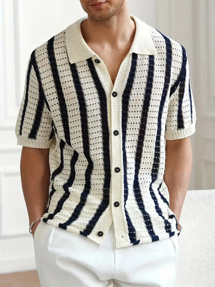 RetroKnit Polo de rayas con botones