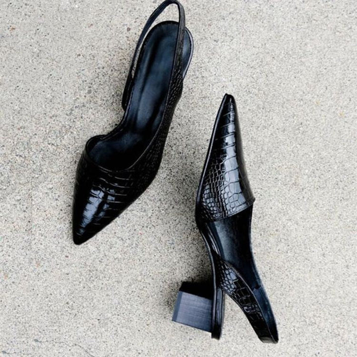 Wynn | Tacones Ortopédicos de Punta Ancha - Negro