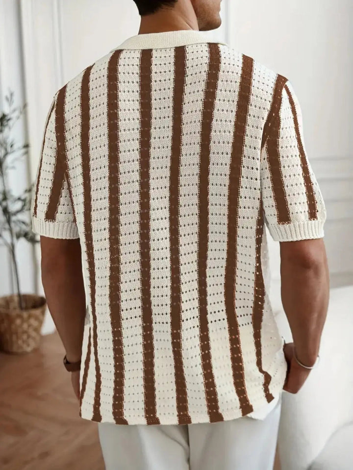 RetroKnit Polo de rayas con botones