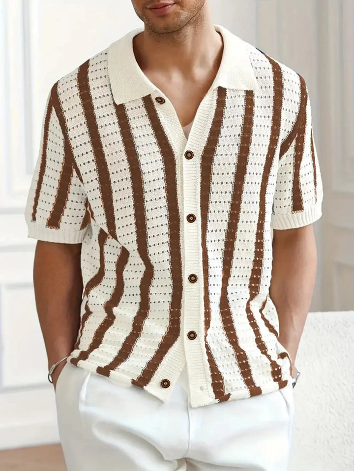RetroKnit Polo de rayas con botones