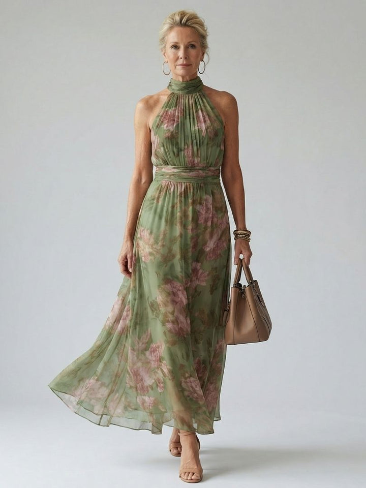 Sofía™ | Vestido midi con cuello halter