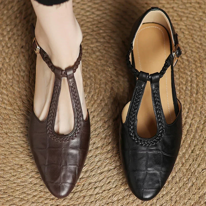Mary Janes | Zapatos Elegantes con Tira en T - Marrón