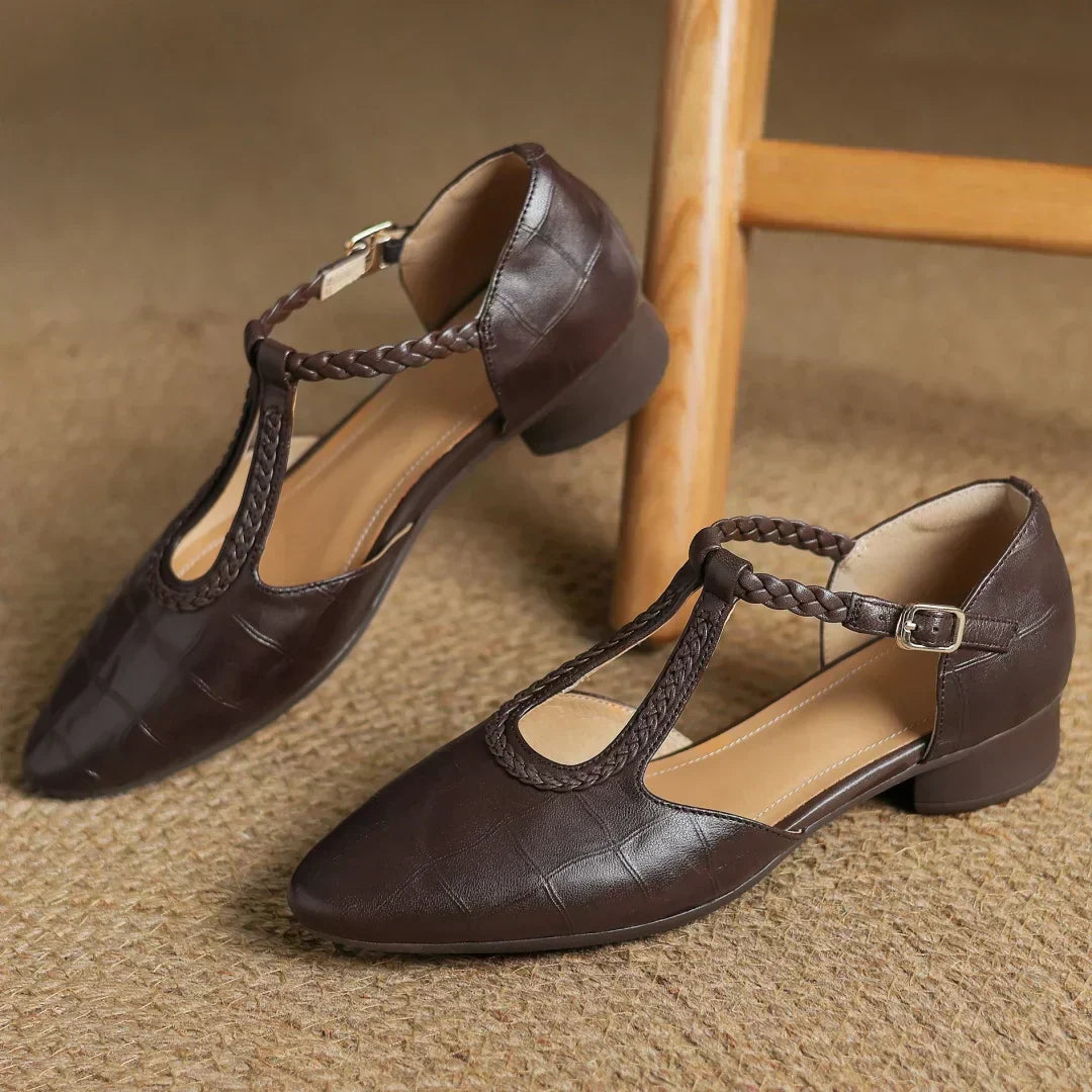 Mary Janes | Zapatos Elegantes con Tira en T - Marrón