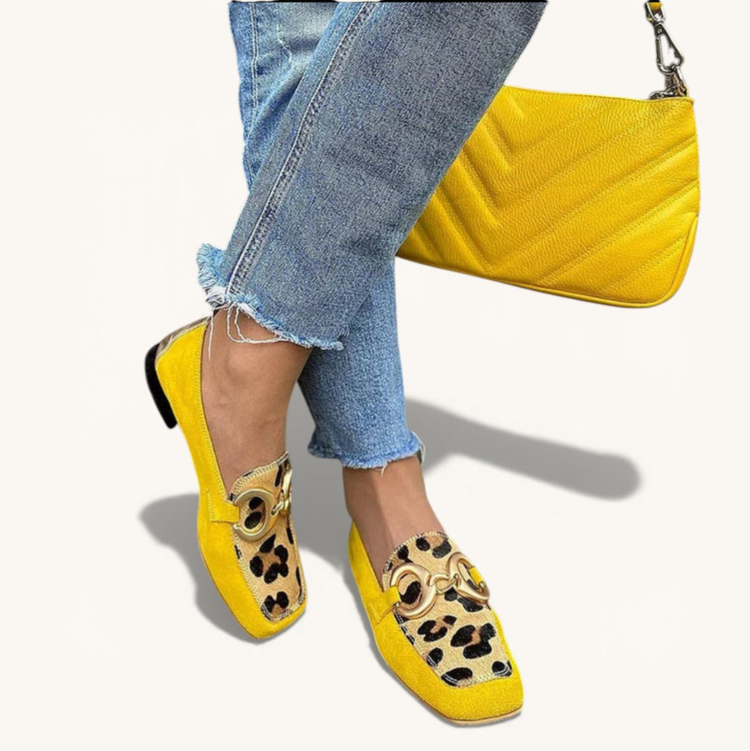 Stelle | Mocasines Amarillos con Estampado Animal - Amarillo
