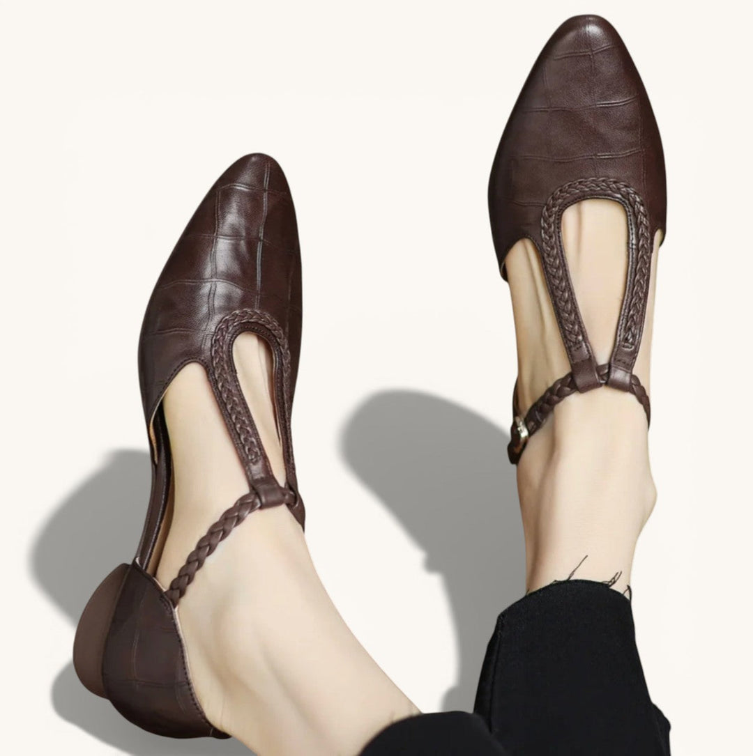 Mary Janes | Zapatos Elegantes con Tira en T - Marrón