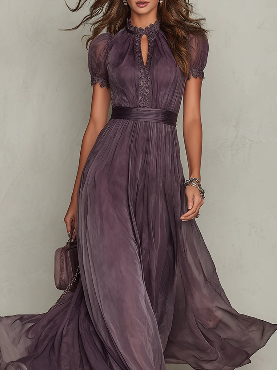 ASHLEY | Vestido maxi de gasa elegante vintage