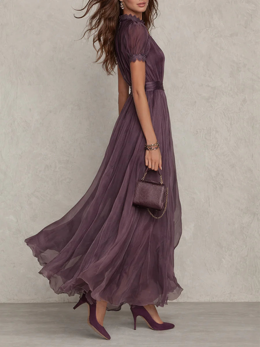 ASHLEY | Vestido maxi de gasa elegante vintage