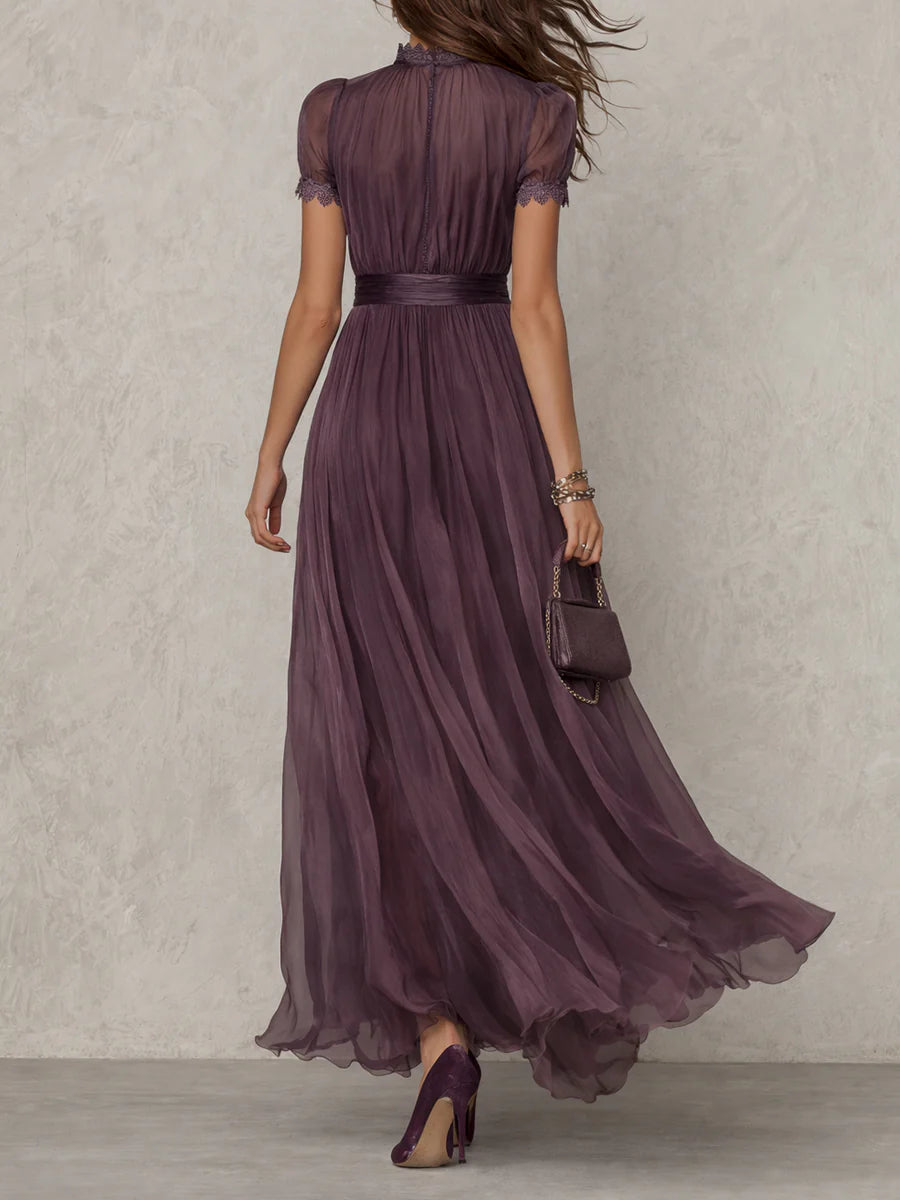 ASHLEY | Vestido maxi de gasa elegante vintage