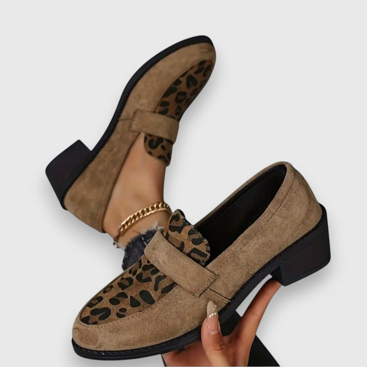 Brunika | Mocasines Cómodos con Estampado Leopardo - Marrón