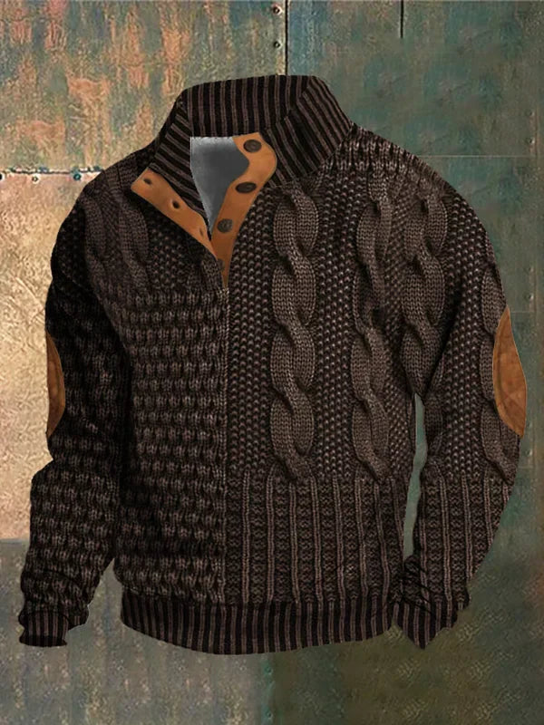 FÉNIX | Jersey patchwork de punto trenzado
