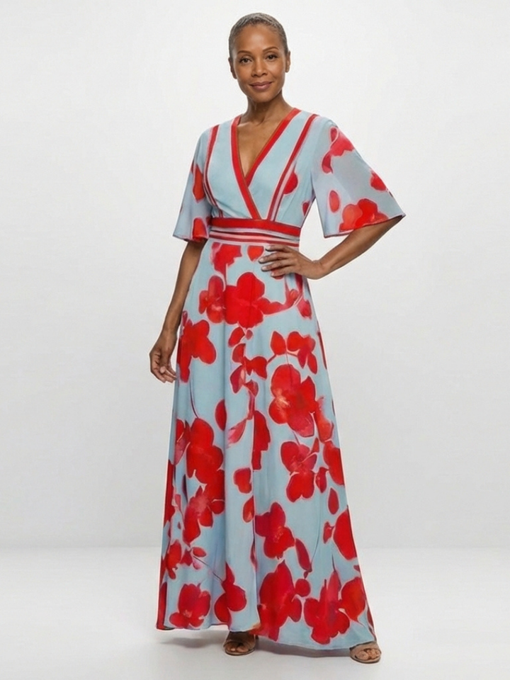 Vestido corto de flores con escote en V Corinne - Juliaver Madrid (vista 4)