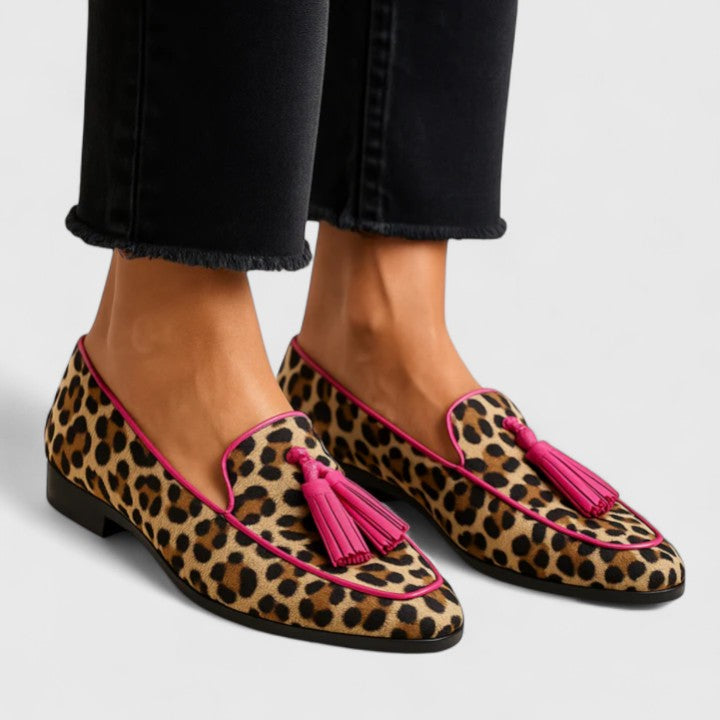 Xhyrene | Mocasines Cómodos con Pompones - Leopardo