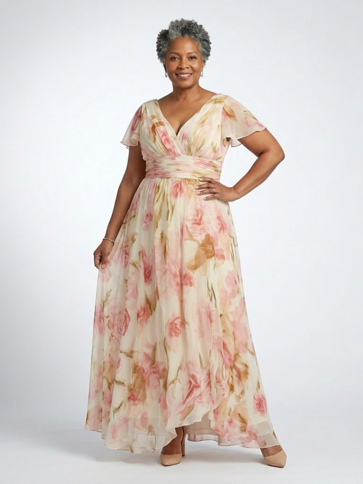 Vestido corto de flores con escote en V Elara - Juliaver Madrid (vista 4)