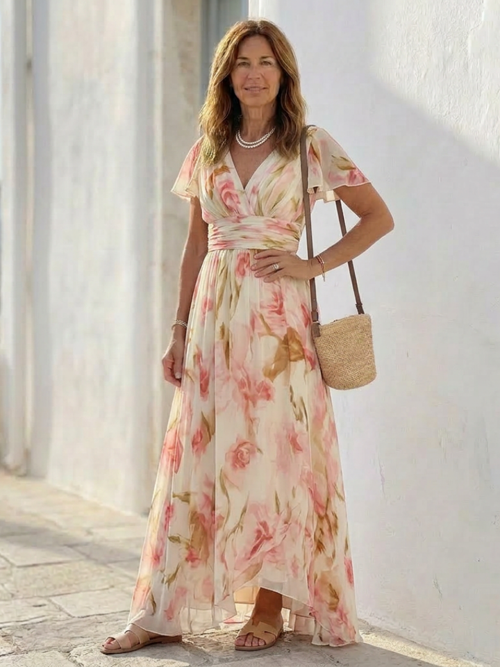 Vestido corto de flores con escote en V Elara - Juliaver Madrid (vista 5)
