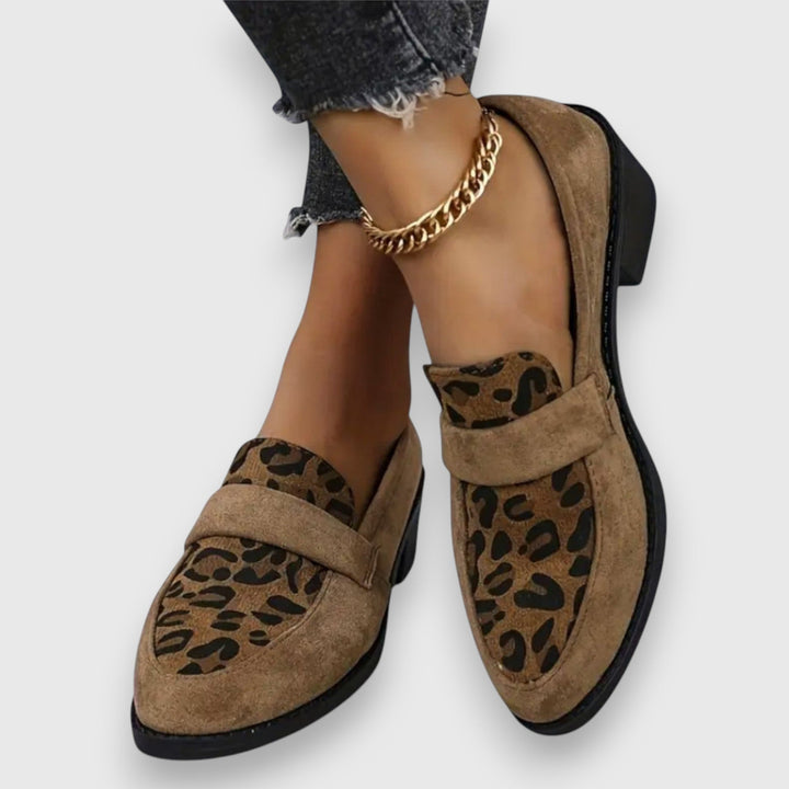 Brunika | Mocasines Cómodos con Estampado Leopardo - Marrón