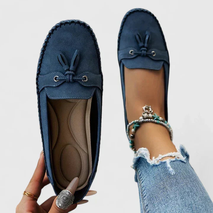 Emmaleigh | Mocasines Ortopédicos con Lazo y Pompones - Gris