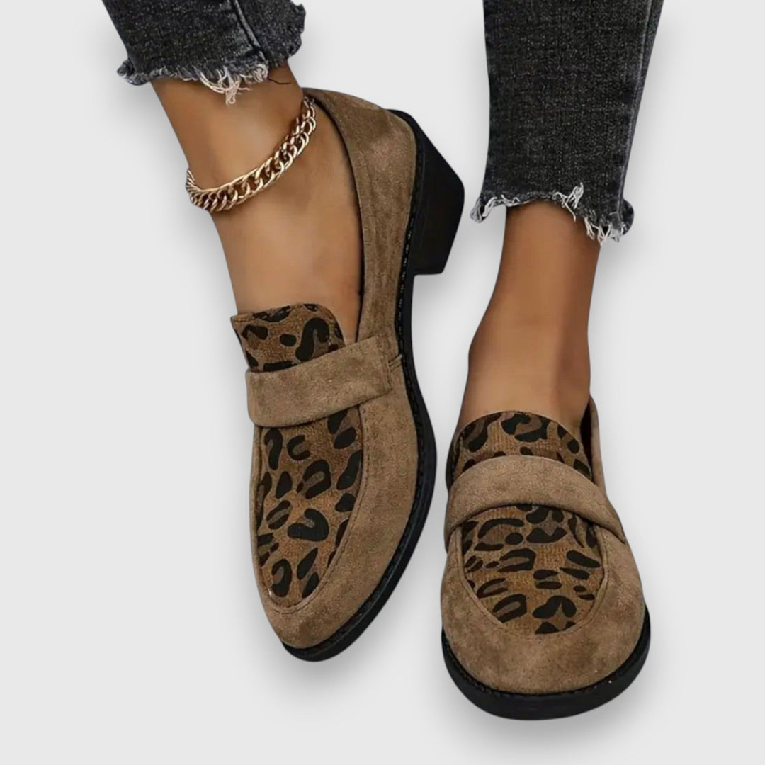 Brunika | Mocasines Cómodos con Estampado Leopardo - Marrón
