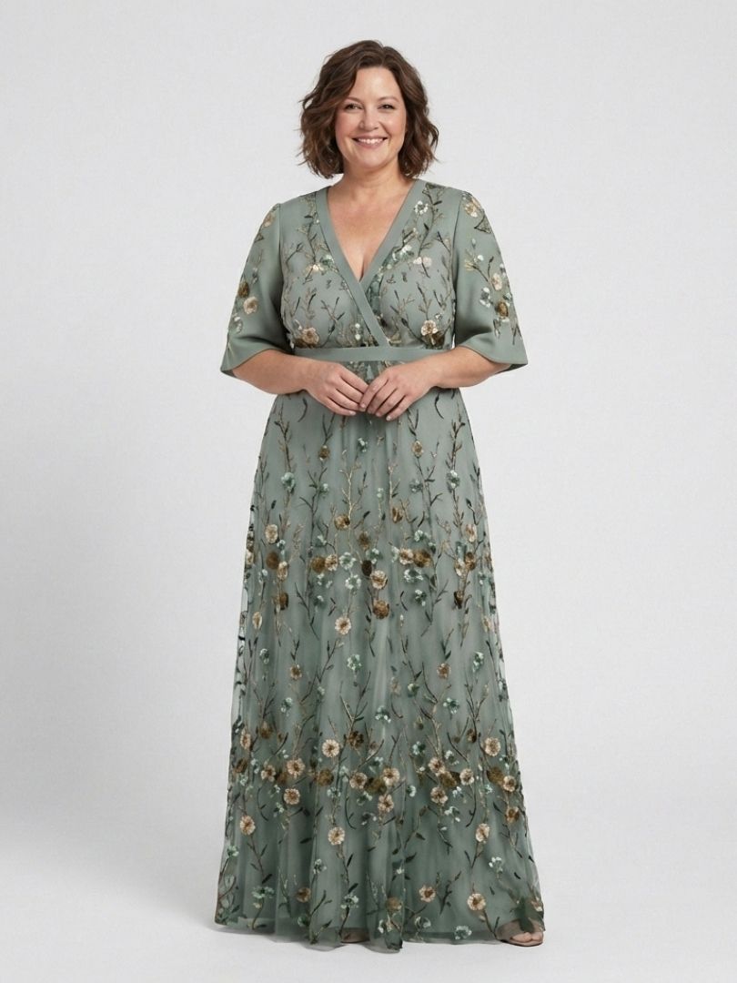Vestido Maxí Floral con Escote en V y Mangas Cortas Evadne - Juliaver Madrid (vista 4)