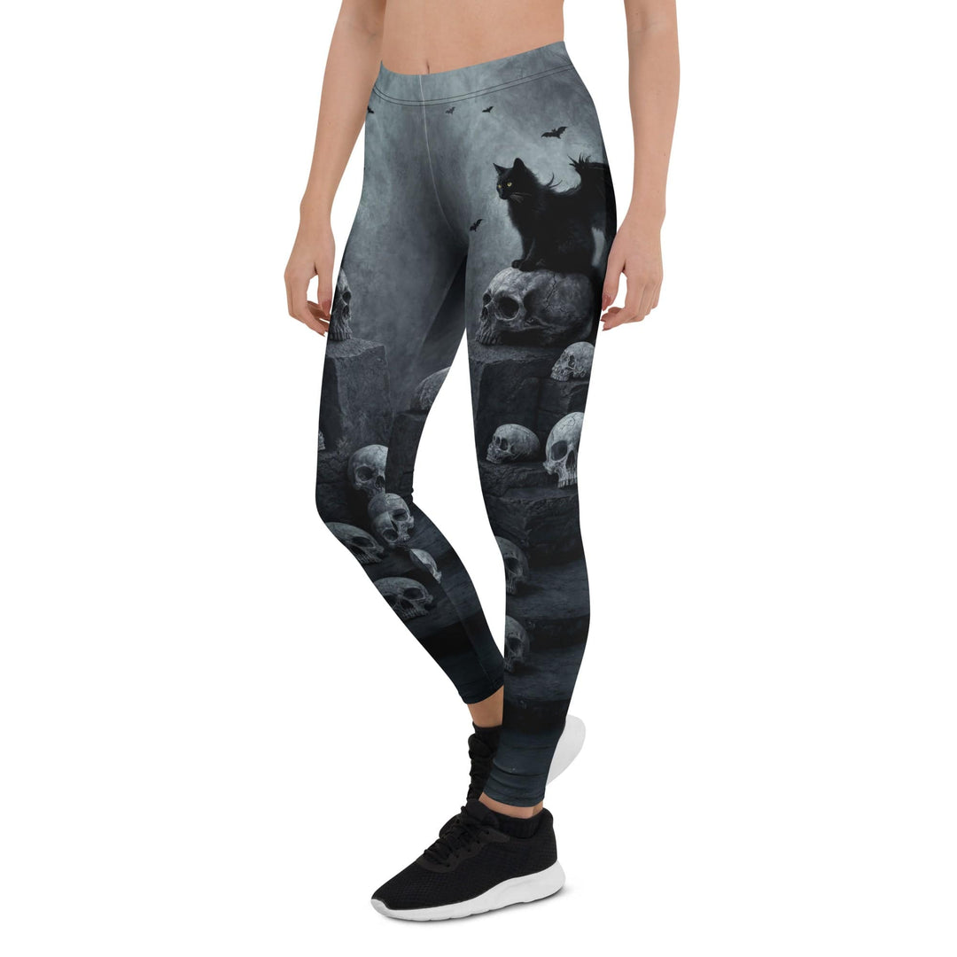 Leggings de Halloween Gato y Calaveras con estampado de gato negro y calaveras – imagen 1
