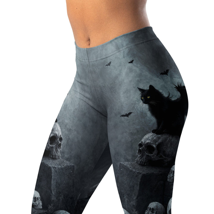 Leggings de Halloween Gato y Calaveras con estampado de gato negro y calaveras – imagen 3