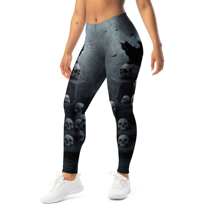 Leggings de Halloween Gato y Calaveras con estampado de gato negro y calaveras – imagen 4