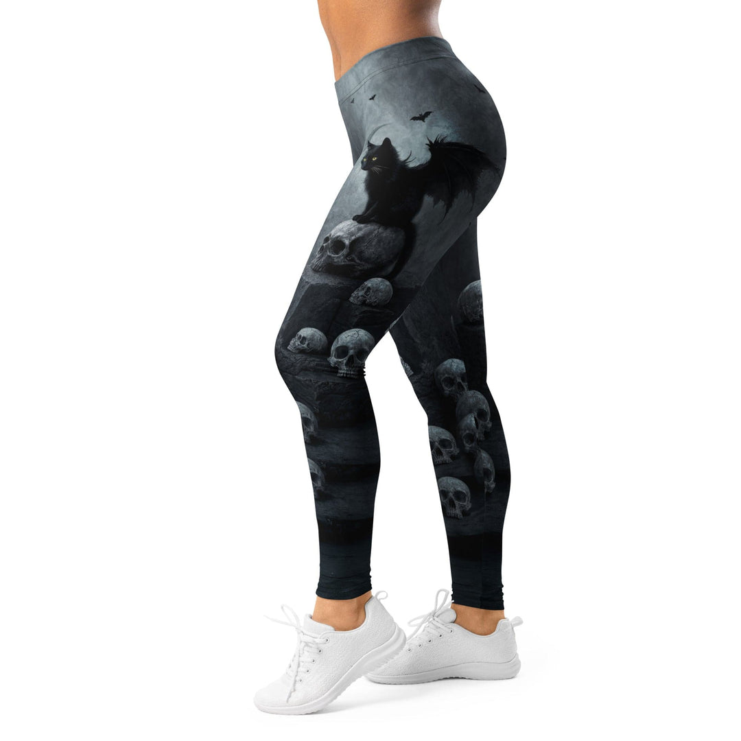 Leggings de Halloween Gato y Calaveras con estampado de gato negro y calaveras – imagen 5
