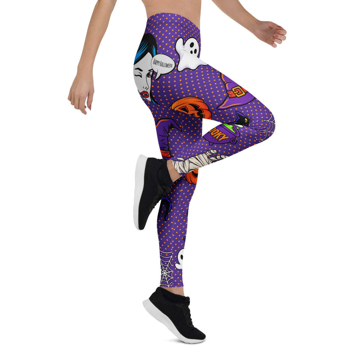 Leggings de Halloween Arte Pop con estampado pop art de fantasmas y calabazas – imagen 10