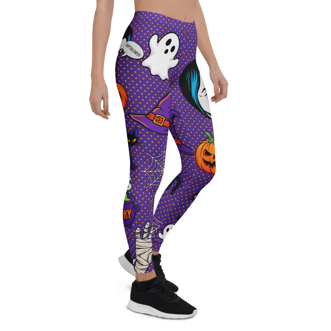Leggings de Halloween Arte Pop con estampado pop art de fantasmas y calabazas – imagen 9