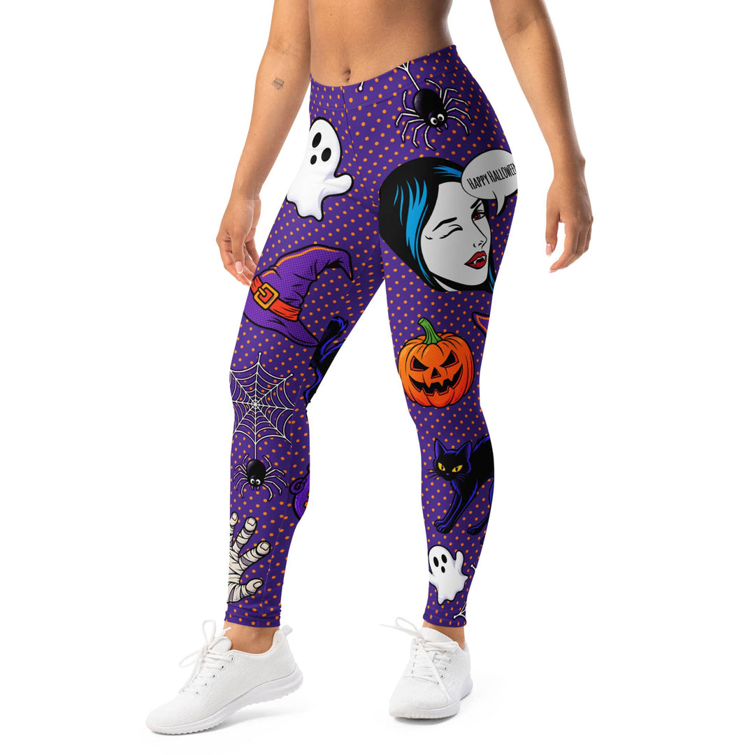 Leggings de Halloween Arte Pop con estampado pop art de fantasmas y calabazas – imagen 3