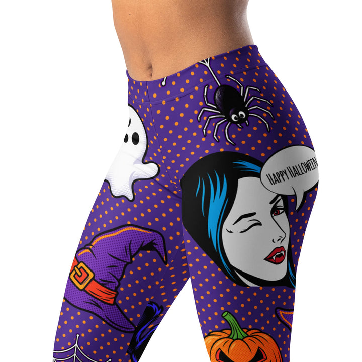 Leggings de Halloween Arte Pop con estampado pop art de fantasmas y calabazas – imagen 2