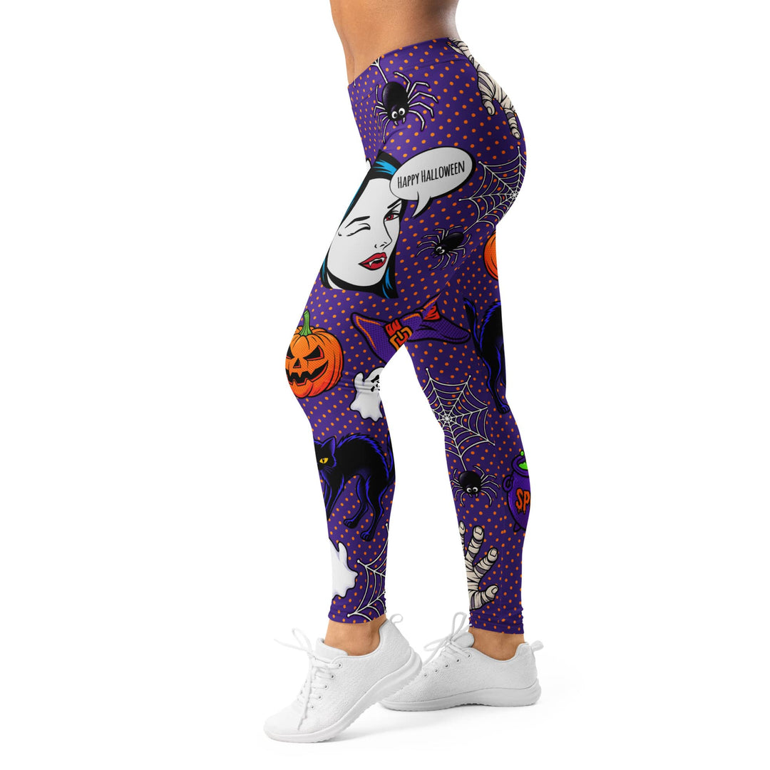 Leggings de Halloween Arte Pop con estampado pop art de fantasmas y calabazas – imagen 4
