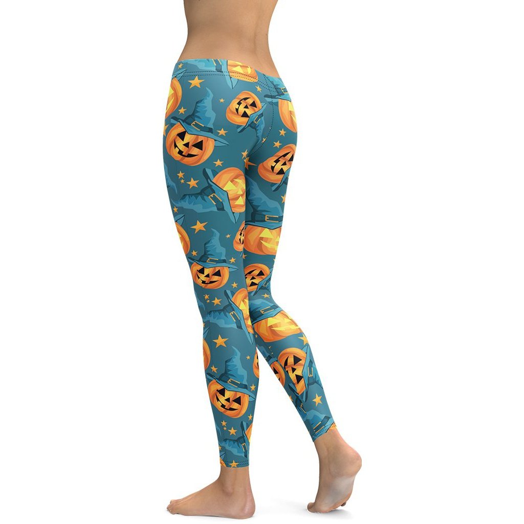 Leggings de Halloween Calabazas Azul y Naranja con estampado de calabazas azules y naranjas – imagen 2